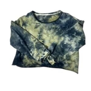 POL (Anthropologie) Tie Dye Long Sleeve Pullover Top Blue Green Sz M Casual Boho